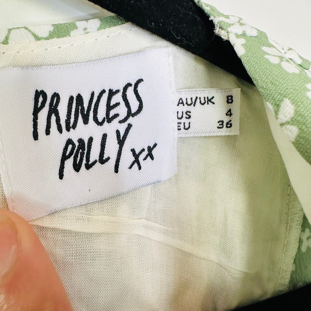 Princess Polly Kacey Mini dress in green floral - Picture 5 of 12